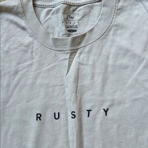 Rusty Minimal Logo Crew Neck 100% Cotton T-Shirt Size L